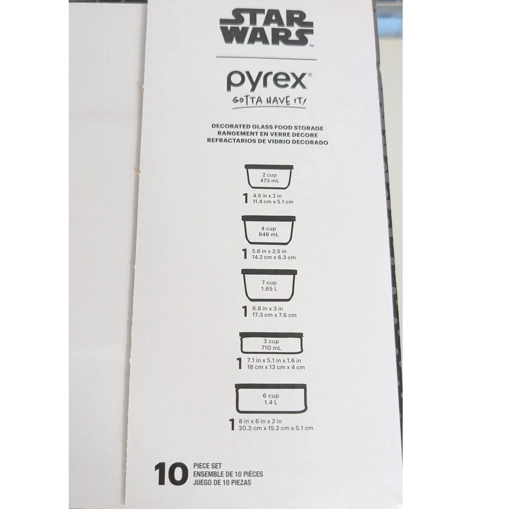 Pyrex Food Storage Set Star Wars 10pc Multicolor Darth Vader Grogu Glass SEALED